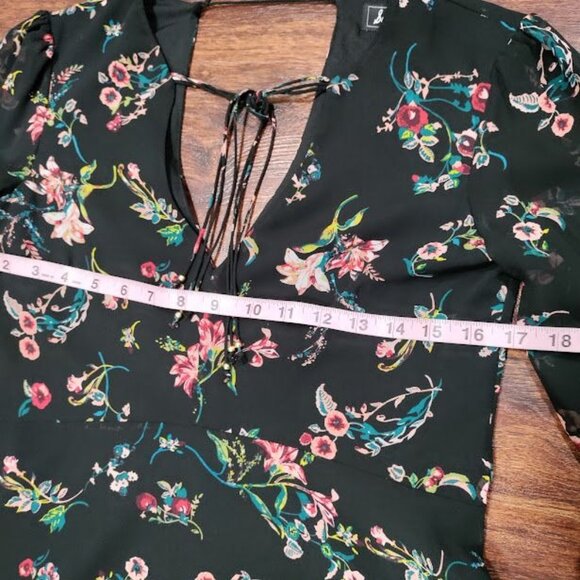 Sam Edelnam Y2K Whimsy Coquette Prairie Chiffon Floral ALine Dress Black Size 2 - Picture 12 of 12